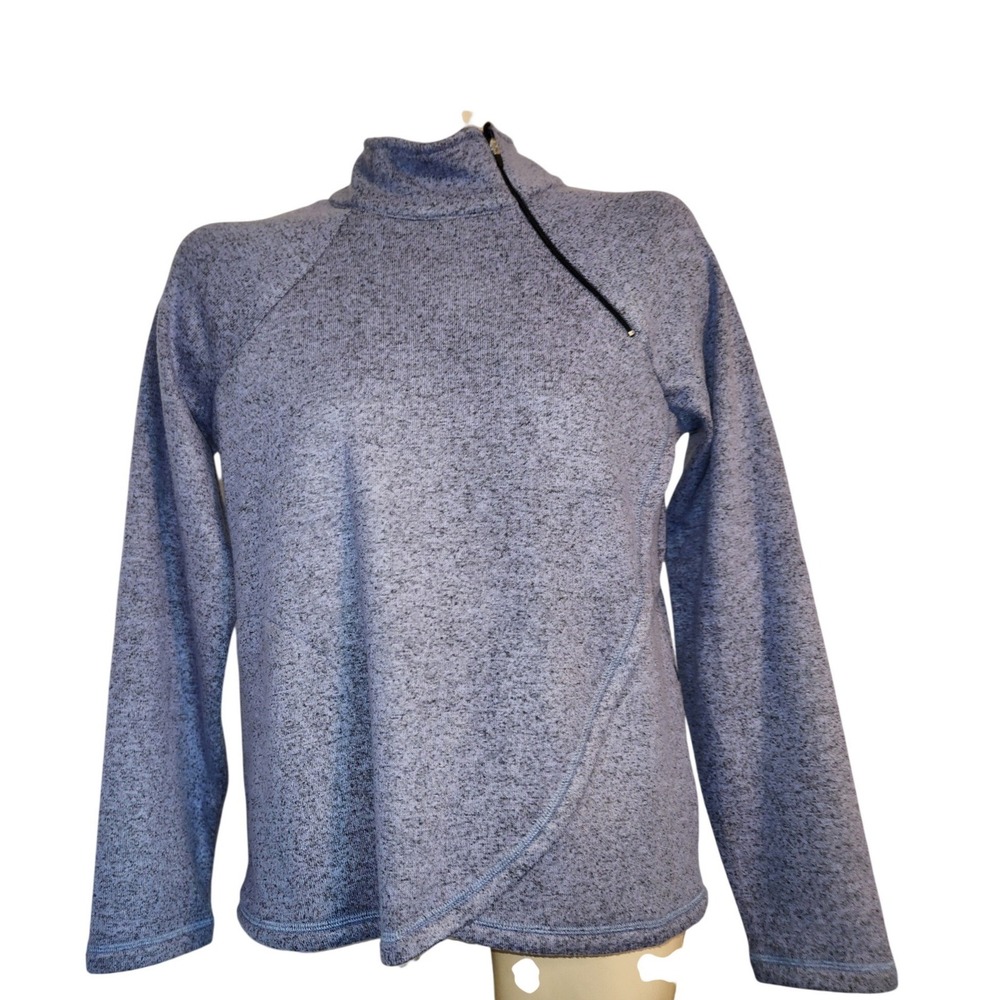 Aventura Harlow Zip Neck Top‎ Pale Iris XS Marled Asymmetrical Tulip Hem M886198
